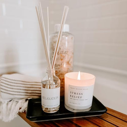 Sweet Water Decor Relaxation Reed Diffuser Set - Eucalyptus, Peppermint, Cedar, Patchouli Scented Diffusers - Reed Diffusers for Home with Long Lasting Fragrance - Oil Reed Diffuser - Made in the USA - style: Relaxation