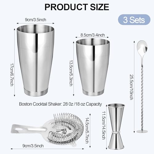 Mwellewm Cocktail Shaker Boston Shaker Set 15 Pcs Professional Bartender Kit Bar Shaker Stainless Steel Drink Shaker Bartending Martini Shaker Tin Mixed Alcohol Shaker Tool for Beginner(Silver) - color: Silver