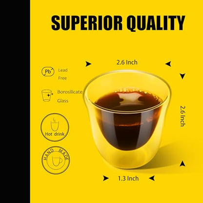 PunPun Espresso Cups, 2.0OZ. 60ml, Double Wall Clear Thermo Glass, Set of 4 - color: 60ml / set of 4