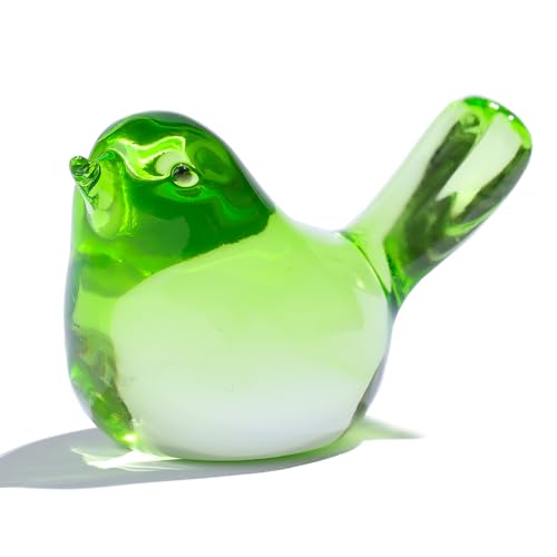Ornalrist Crystal Green Birds Figurines Home Decor, Glass Art Birds Collectible Figurines Paperweights Crystal Decor Gifts for Women Mom Friends (Green) - color: Green