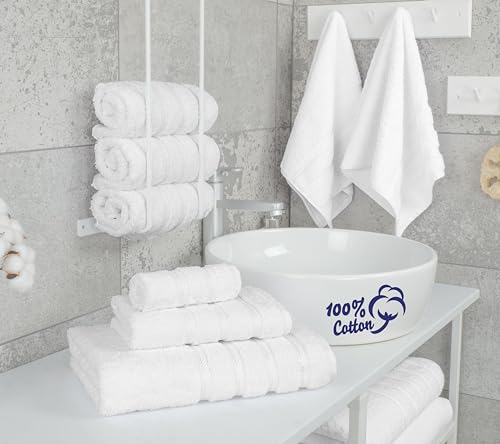 American Soft Linen 100% Cotton Luxury Turkish Towels, 6 Piece Towel Set | Soft Absorbent Quick Dry OEKO Tex Standard 100 Certificated Durable Machine Washable Premium Hotel Quality - color: Bright White, size: (27"x54") + (16"x28") + (13"x13")