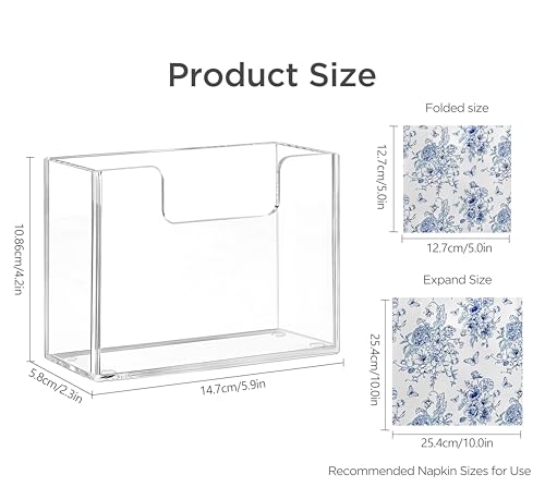 HBlife Acrylic Paper Napkin Holder for Kitchen - Clear Waterproof Vertical Stand, for 5"x5" Disposable Cocktail Paper Dispenser, Modern Square Table Tray for Dinner, Hotel, Restaurant, Bar, Party - color: Clear Cocktail Holder