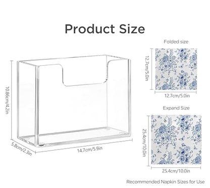 HBlife Acrylic Paper Napkin Holder for Kitchen - Clear Waterproof Vertical Stand, for 5"x5" Disposable Cocktail Paper Dispenser, Modern Square Table Tray for Dinner, Hotel, Restaurant, Bar, Party - color: Clear Cocktail Holder