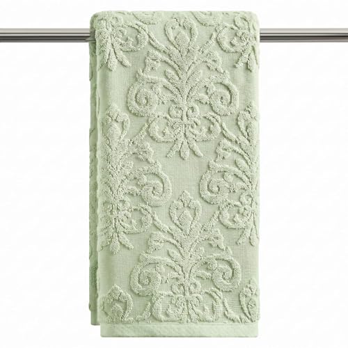 Artoid Mode 1 Pc Light Green 3D Vintage Floral Hand Towels for Bathroom, 100% Cotton Soft Absorbent Bathroom Decor Towels, 13.7 x 29.5 Inch - color: Light Green, size: 13.7" x 29.5", 1PC