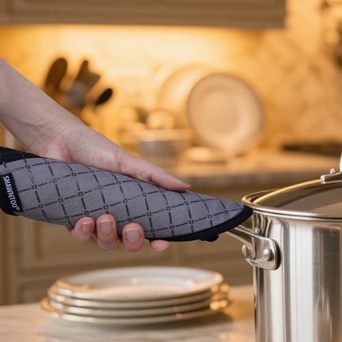 Oven Mitts and Pot Holders Sets 6pcs, Kitchen Oven Glove,High Heat Resistant 550 Degree Extra Long Oven Mitts and Potholders with Non-Slip Silicone Surface for Home Essentials (Grey) (Gray 2) - color: Gray 2