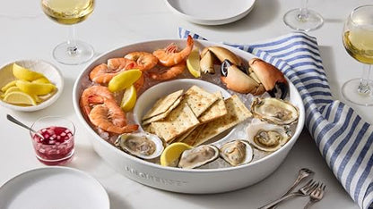 Le Creuset Stoneware Signature Oval Chip and Dip Platter, 13", Shallot - color: Shallot
