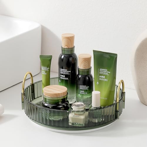 Rotating Makeup Organizer for Vanity, Skincare Make Up Organizers for Bathroom Counter, Clear Perfume Dresser Cosmetic Storage Display Case Holder 360 Spinning,1 Tier, Green - color: Gem Green, size: Standard-1 Tier