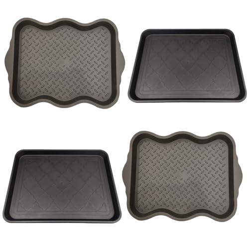 Boot Trays for Entryway, 2PCS 18x14 Inch Shoe Tray Non Slip Shoe Mat Waterproof Boot Mats for Entryway, Square Mat Tray for Indoor Outdoor Style 2