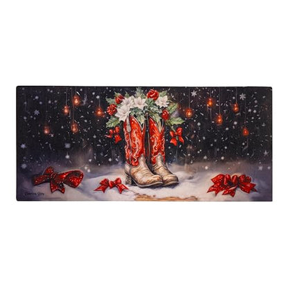Evergreen Flag Holiday Christmas Sassafras Switch Mat 22" x 10", Interchangeable Front Door Mat Outdoor Entrance, Indoor Entryway Rug, Winter Sassafras Doormat Inserts (Christmas Cowboy Boots)