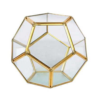 Ashland 5.5” Gold Octagon Glass Terrarium - Geometric Planter for Succulents and Air Plants - Bulk 12 Pack