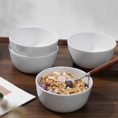 6inch Ceramic Bowl Sets,Stoneware Kitchen Bowl,Porcelain Bowls Set of 4 for Soup, Cereal, Oatmeal, Fruit, Rice - Dishwasher & Microwave Safe,White