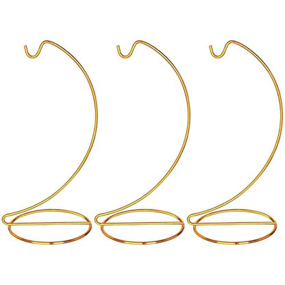 3 Pack 9 Inch Gold Iron Ornament Stand Hanging Display Holder Decor | Gold Iron Ornament Hanging Stand Holder Hook Set of 3 for Glass Globe Air Plant Terrarium Table Home Wedding Decor
