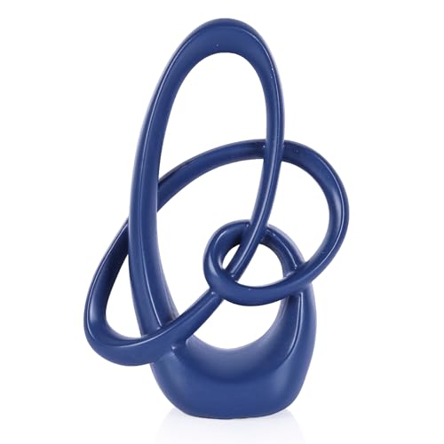 Modern Blue Knots Decor - 7.1" Resin Blue Knot Statue, Abstract Navy Art Sculpture Home Decor for Living Room, Coffee Table, Shelves, Entryway, Office Tabletop Accent, Decorative Knick Knacks Gift - color: Blue, size: Small