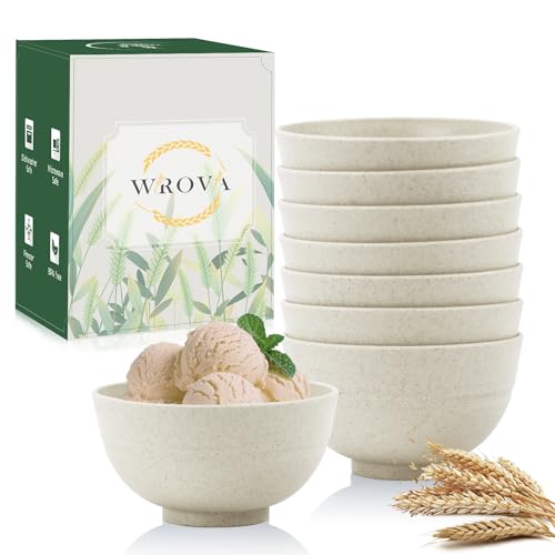 wheat straw dessert bowls 10oz set of 8 - Unbreakable snack Bowls for kids - Mini Bowls for Ice Cream,Snack and Fruits - Microwave & Dishwasher Safe Appetizer Bowl Sets - Beige - color: Beige, size: 10 oz