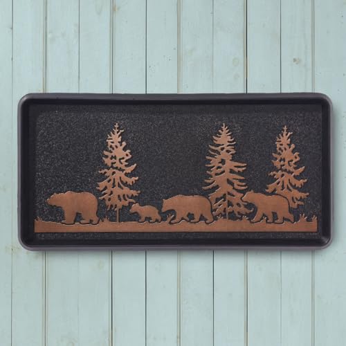 HF by LT Bears Rubber Boot Tray, 32 x 16 inches, One-Piece Seamless Construction, Durable Vulcanized Rubber, Year Round Use Indoors/Outdoors, Black with Brushed Copper - color: Bears