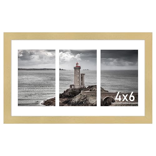 VIOLABBEY 8x14 Collage Picture Frame, Fits Three 4x6 Photos with Mat, Gold | Fits One 8x14 Picture without Mat, Wall Decor - color: Gold, size: 8x14-1Pack