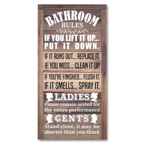 Rustic Bathroom Decor Rules Wood Sign, Western Bathroom Decor, Farmhouse Bathrooms Décor, Rustic Bathrooms Door Rules Decors - color: Bathroom12