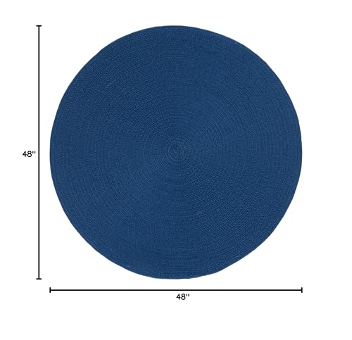 SAFAVIEH Braided Collection Area Rug - 4' Round, Dark Blue, Handmade Country Farmhouse, Ideal for High Traffic Areas in Living Room, Bedroom (BRD402M) - color: Dark Blue, size: 4' (Round)