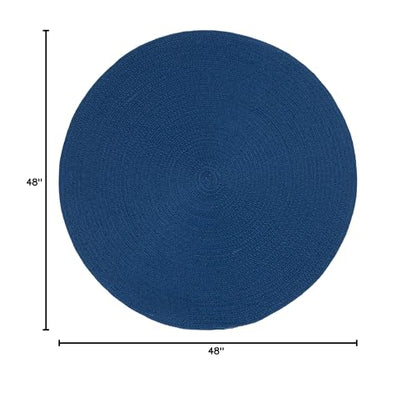 SAFAVIEH Braided Collection Area Rug - 4' Round, Dark Blue, Handmade Country Farmhouse, Ideal for High Traffic Areas in Living Room, Bedroom (BRD402M) - color: Dark Blue, size: 4' (Round)