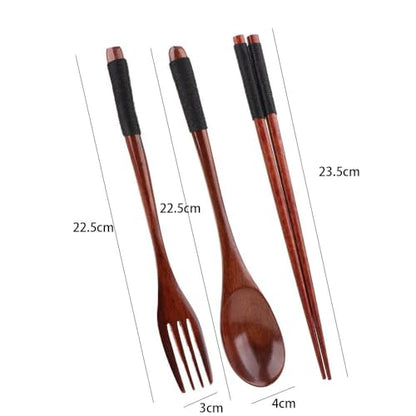Kopida Large Acacia Wood Round Serving Bowl with Utensils Wooden Forks and Spoons for Fruit Salad Vegetables Pasta Soup Cereals Decorative Wooden Nest Bowl Ramen Bowl, 6.3" Diameter x 3" Height