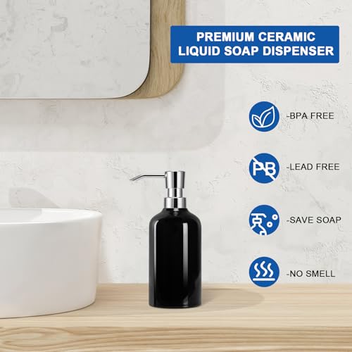 Ceramic Soap Dispenser Bathroom, 16.9oz Hand Soap Dispenser for Kitchen, Hotel - color: Black-silver, size: 1pcs