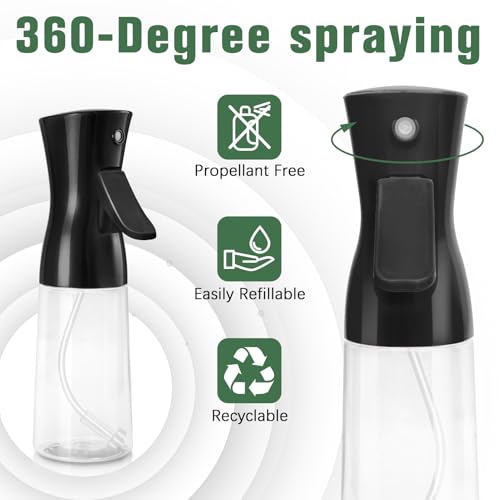 Spray Bottle For Hair,Continuous Water Mister for Hairstyling, Salons, Cleaning, Plants,Essential Oil Scents,Ultra Fine Mist Sprayer,6.8 OZ /200 ML-Black - color: Black