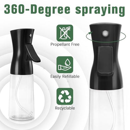 Spray Bottle For Hair,Continuous Water Mister for Hairstyling, Salons, Cleaning, Plants,Essential Oil Scents,Ultra Fine Mist Sprayer,6.8 OZ /200 ML-Black - color: Black