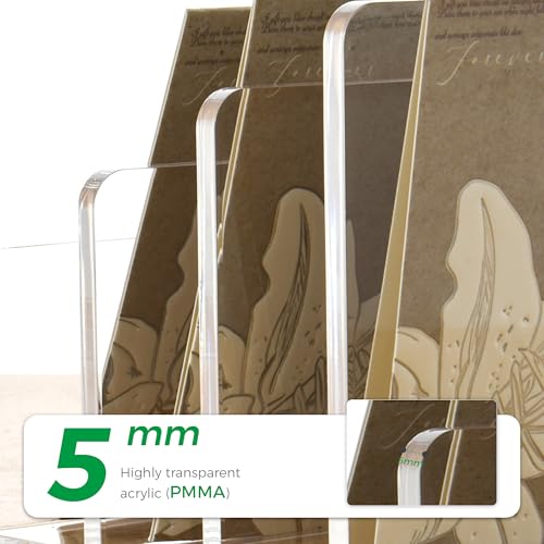 Clear Acrylic 3 Compartment Mail & Letter Organizer for Desk | 5mm thick, 3 compartments organize mail, bills, letters & files. Crystal clear acrylic, non-slip pads. No assembly. - size: 3 Compartments