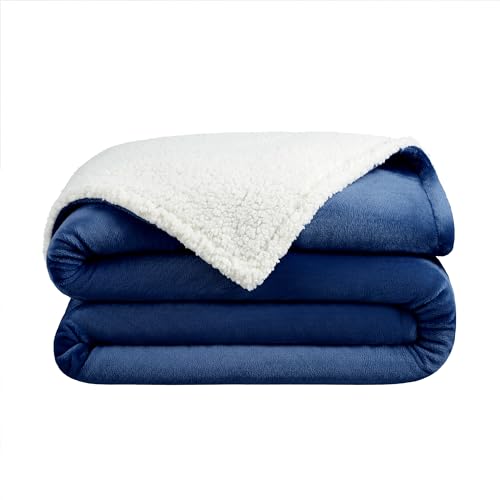 Arkwright Sherpa Fleece Throw Blanket - Plush Fluffy Warm Reversible Soft Sherpa Throw Blanket for Home, Couch, Sofa, Bed, Camping and Travel, 50x60 in, Navy - color: Poseidon Navy, size: Throw (50x60) Pack of 1