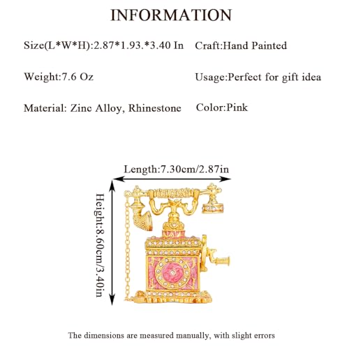 QIFU Elegant Pink Telephone Shaped Enameled Trinket Box Hinge, Unique Jewelry Storage Box - color: T5 Pink