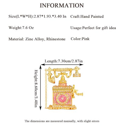QIFU Elegant Pink Telephone Shaped Enameled Trinket Box Hinge, Unique Jewelry Storage Box - color: T5 Pink