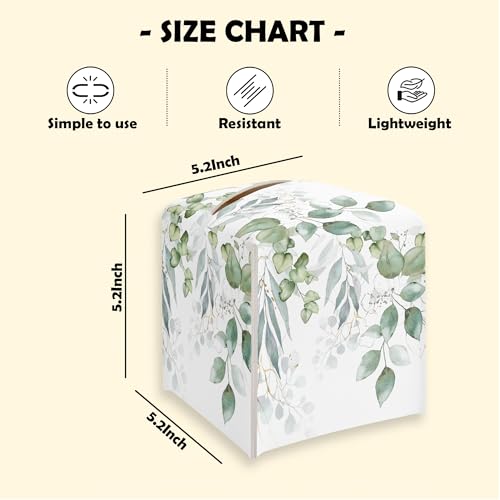Leaves and Flowers Tissue Box Cover, Floral Leather Tissue Box Holder Square Facial Paper Organizer Dispenser for Bathroom Kitchen Bedroom Vanity Countertop Nightstands - color: Leaves and Flowers