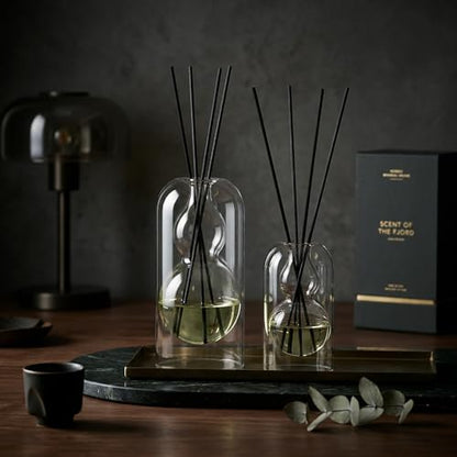 Reed Diffuser Bottles 2pcs/Set, Glass Gourd-Shaped Empty Diffuser Bottle with 15 Reed Sticks for DIY Aromatherapy, Home Fragrance Decor
