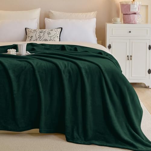 Fleece Blanket King Size, Silky Flannel Fuzzy Blankets for All Season, Cozy & Lightweight, Great for Couch, Bed, Sofa, 108" x 90", Forest Green, King - color: Forest Green, size: King
