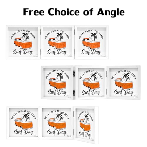 WUTL 3 Picture Frame Triple Collage 5x5 Frames with Real Glass White | Trifold Photo Frame, Hinged Foldable, Crystal Clear Real Glass - color: White, size: 5x5