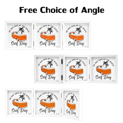 WUTL 3 Picture Frame Triple Collage 5x5 Frames with Real Glass White | Trifold Photo Frame, Hinged Foldable, Crystal Clear Real Glass - color: White, size: 5x5