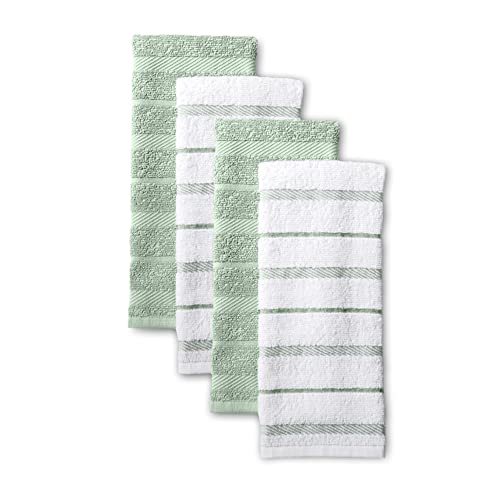 KitchenAid Albany Kitchen Towel 4-Pack Set, Pistachio/White, 16"x26" - color: Pistachio, size: 16"x26"