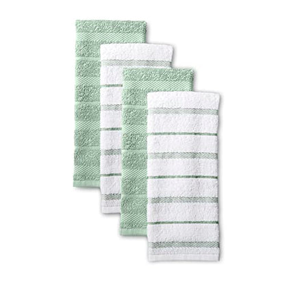 KitchenAid Albany Kitchen Towel 4-Pack Set, Pistachio/White, 16"x26" - color: Pistachio, size: 16"x26"