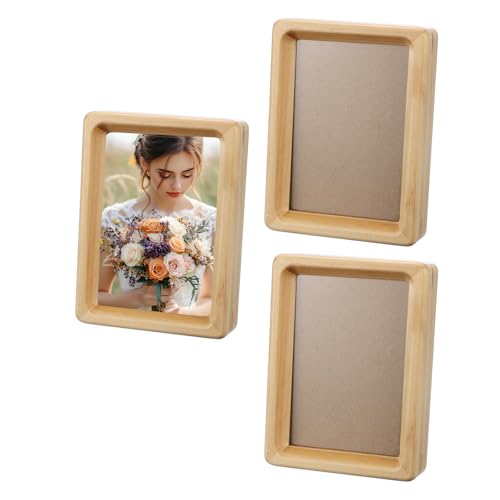 uxcell 4 x 5inch Natural Wood Photo Frames, 3pcs Mini Wooden Finish Picture Frame Tabletop Photo Frame with Mat for Desktop Display Wall Mounting, Wood color - color: Wood color, size: 4 x 5inch