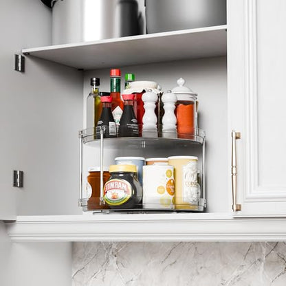 2 Tier Lazy Susan Turntable for Cabinet,Countertop,Pantry,12"W Spinning Seasoning Organizer,Double Rotating Kitchen Spice Rack Organizer and Condiments,Medicine,Vitamin Bottle Organizer Carousels,1Pc - size: 12"W-2Tier-1 Pack