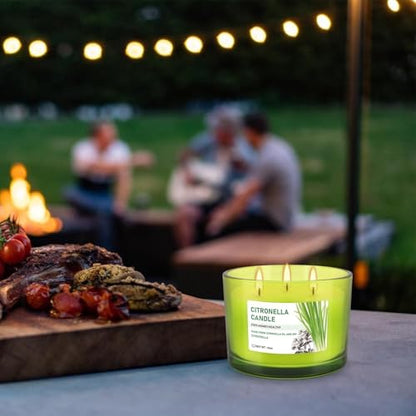 Set of 2 Green Glass Jars Citronella Oil Candles 14oz Smokeless & Outdoor Candles Perfect for Courtyards, Backyards, Camping, Picnics, and Garden. - color: 2Pack-Green