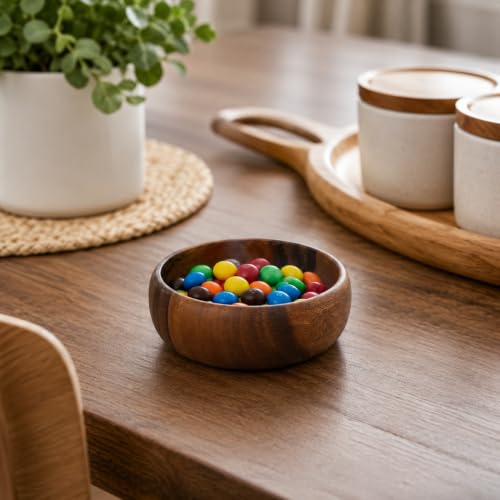 Handcrafted Hawaiian Wood Serving Bowl – Organic Acacia Natural Wooden Salad, Soup, Decor, Fruit & Candy Bowl (Small 2x6 inch) - size: Small
