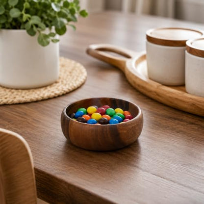 Handcrafted Hawaiian Wood Serving Bowl – Organic Acacia Natural Wooden Salad, Soup, Decor, Fruit & Candy Bowl (Small 2x6 inch) - size: Small