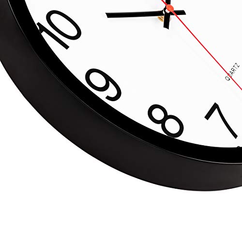 Foxtop 12 Inch Wall Clock Silent Battery Operated Analog Clock, Black | Non Ticking, Modern, Round, Easy to Read, Classroom, School, Office, Living Room, Bedroom - color: Black, size: 12 Inch - 1 Clock