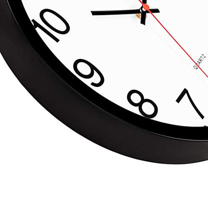 Foxtop 12 Inch Wall Clock Silent Battery Operated Analog Clock, Black | Non Ticking, Modern, Round, Easy to Read, Classroom, School, Office, Living Room, Bedroom - color: Black, size: 12 Inch - 1 Clock