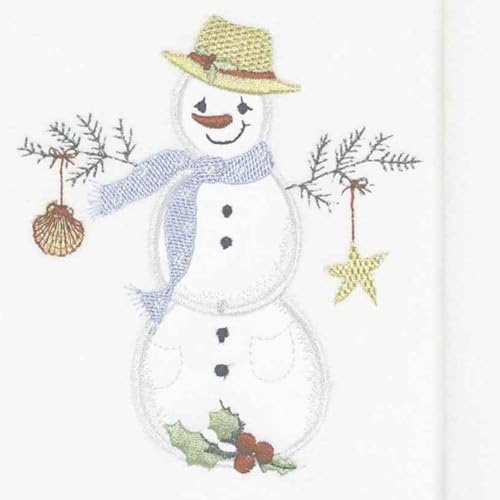 Avanti Linens - Fingertip Towels, Soft Cotton Velour, Embroidered, Festive Home Decor, Set of 4 (Coastal Snowman Collection) - size: 4pc Fingertip Towels