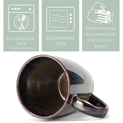 Elanze Designs Reactive Glaze 17 ounce Ceramic Curved Body Mugs Set of 4, Cascade Brown - color: Cascade Brown