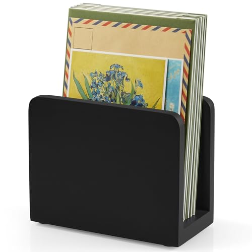Wood Mail Organizer, Mail Holder for Desk, Black Letter Holder for Countertop, Small Envelope Holder, Desk Organizers and Accessories for Home Office - color: Black, size: 1 Slot