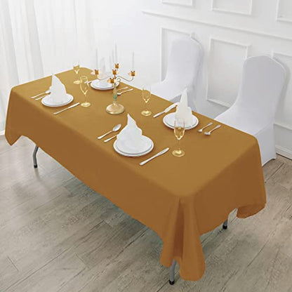 Fokitut 2 Pack Waterproof Rectangle Tablecloth, 60x84 Inch, Stain Resistant and Wrinkle Polyester Table Cloth, Fabric Table Cover for Kitchen Dining, Wedding, Party, Holiday Dinner-Gold - color: Gold, size: 60x84''-2pack