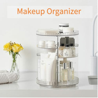 Clear Rotating Makeup Organizer,8 Adjustable Layers Vanity Organizer Skincare Storage,Cosmetic Display Case 360° Stabilizly Spinning Multi-Function Storage for Bathroom and Bedroom Countertop - size: Tall | 8 Tier